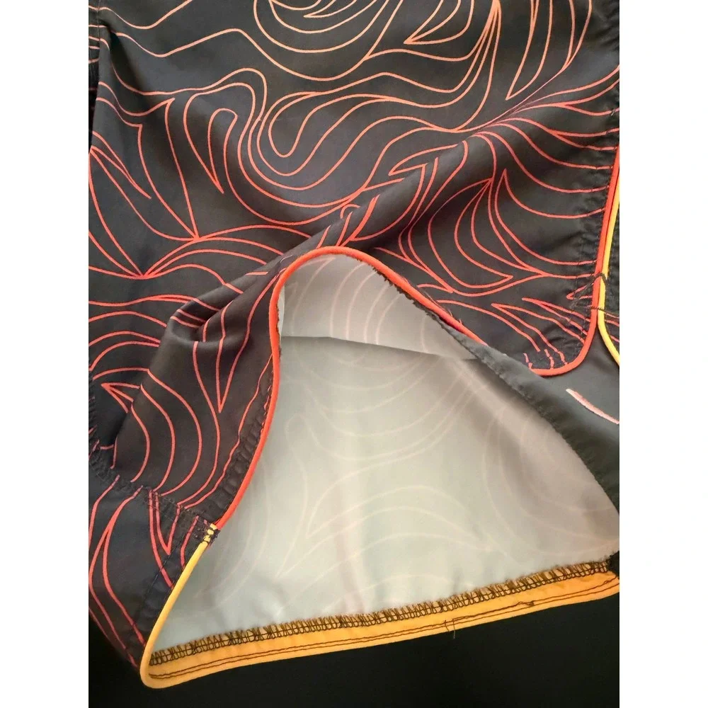 Nike Flame Swim Trunk Mens M Black/ Orange Mesh-Lined‎ Board Short Resortwear